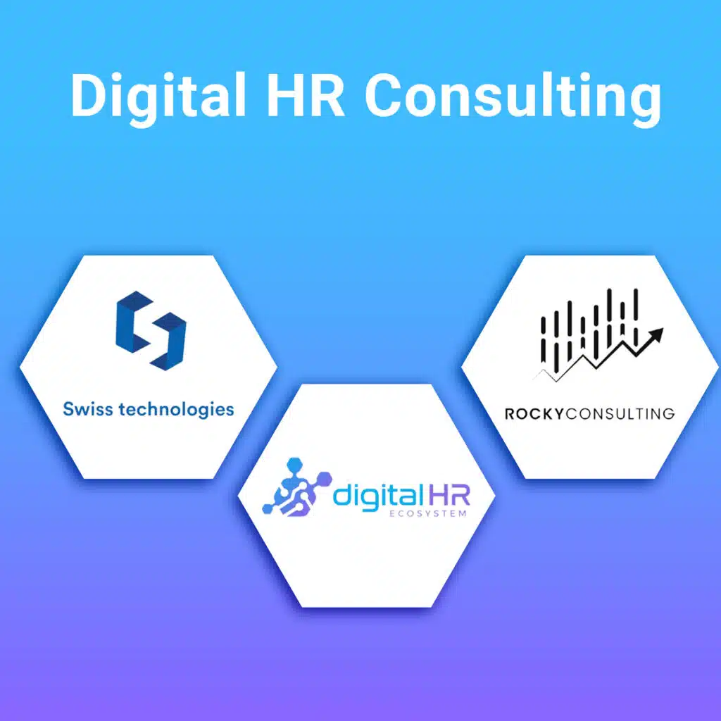 Logos von Swiss Technologies, Rocky Consulting und Digital HR Ecosystem