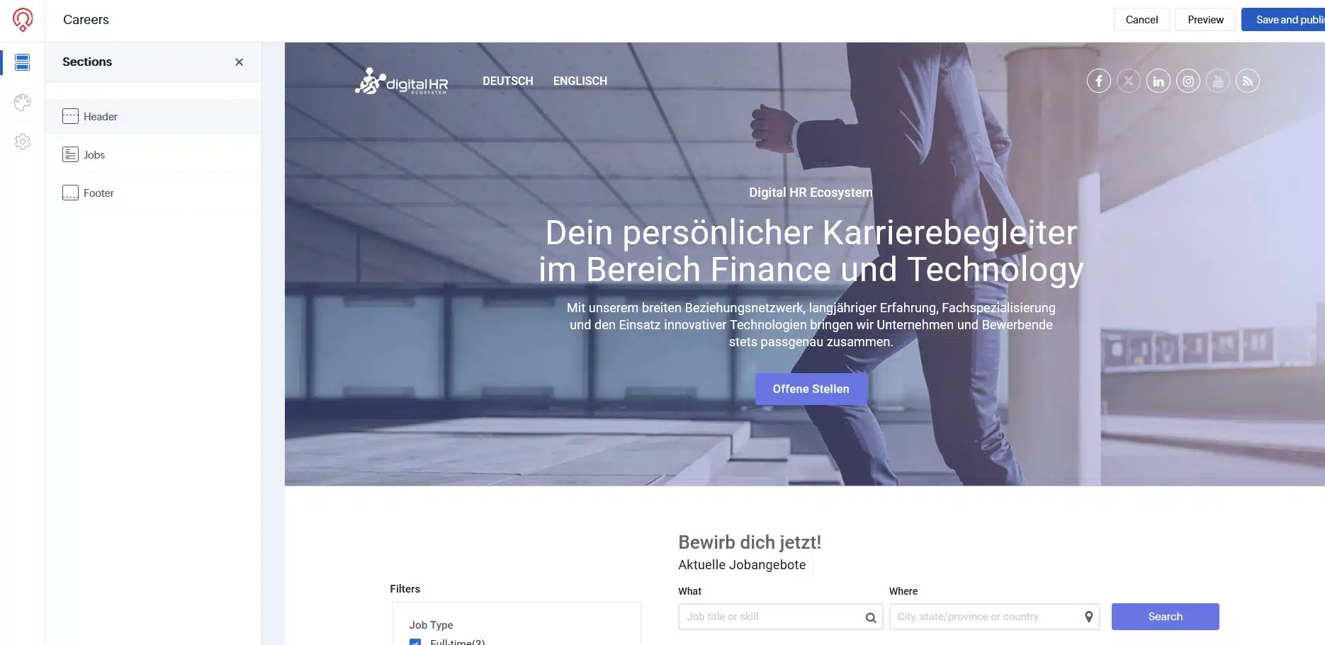 Karriereseite Integration