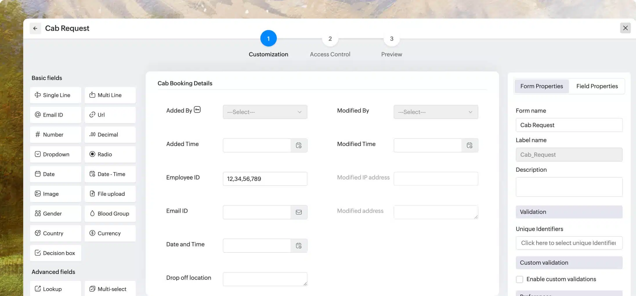 Drag & Drop Formulargestaltung
