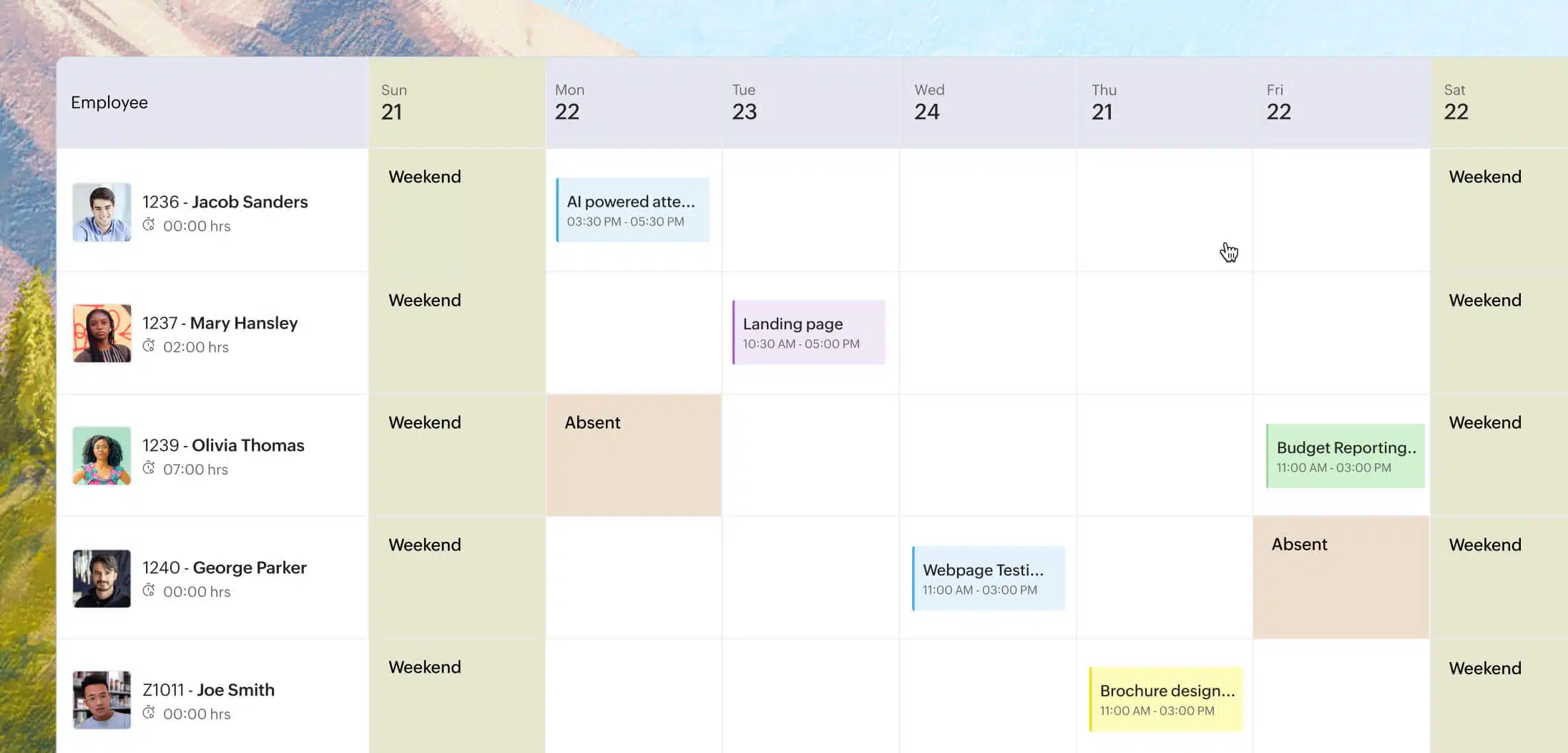 Anpassbare Schichtplanung