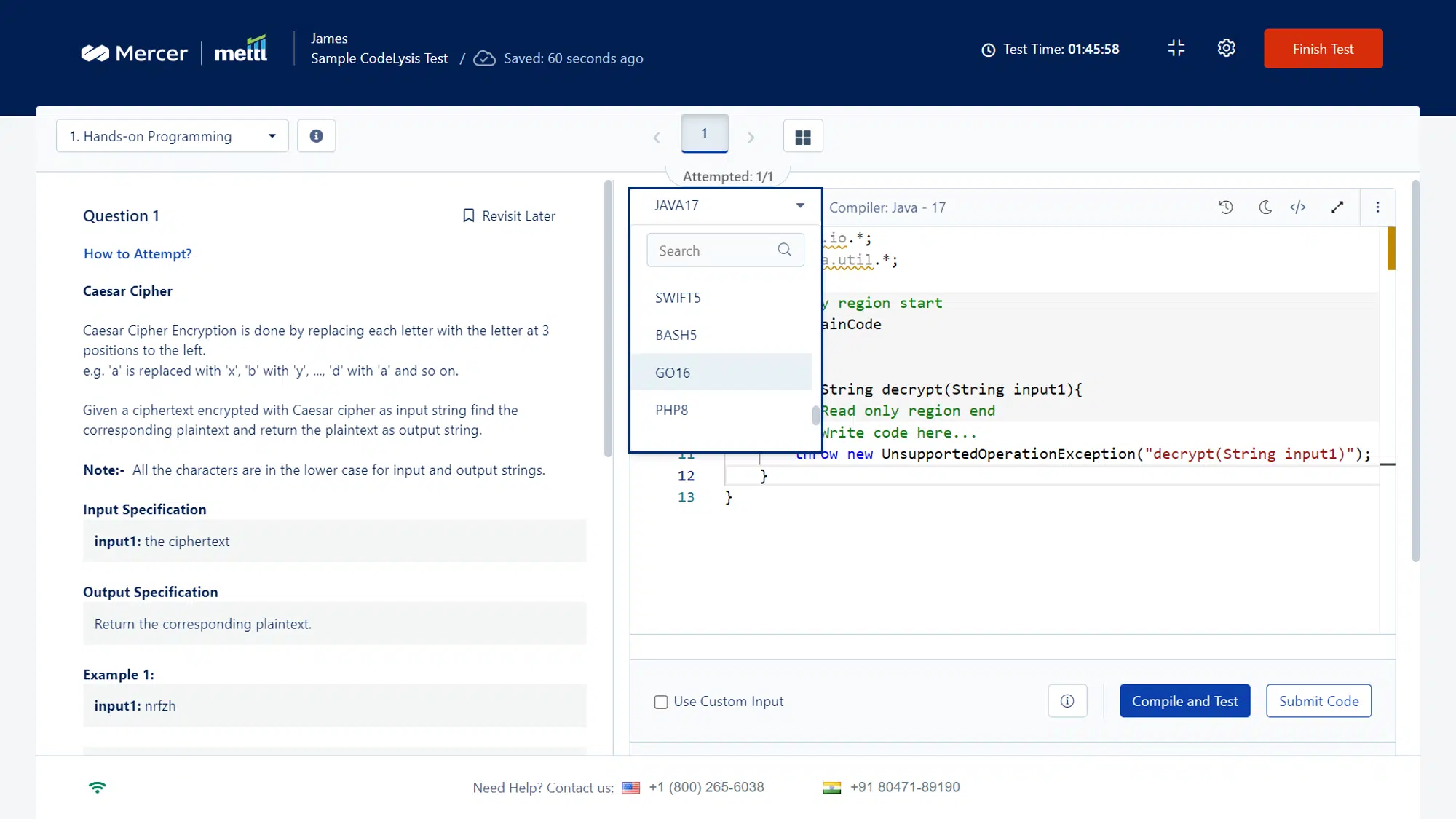 Integration Mercer Mettl - Psychometrische Test, Programmier- und Eignungstest